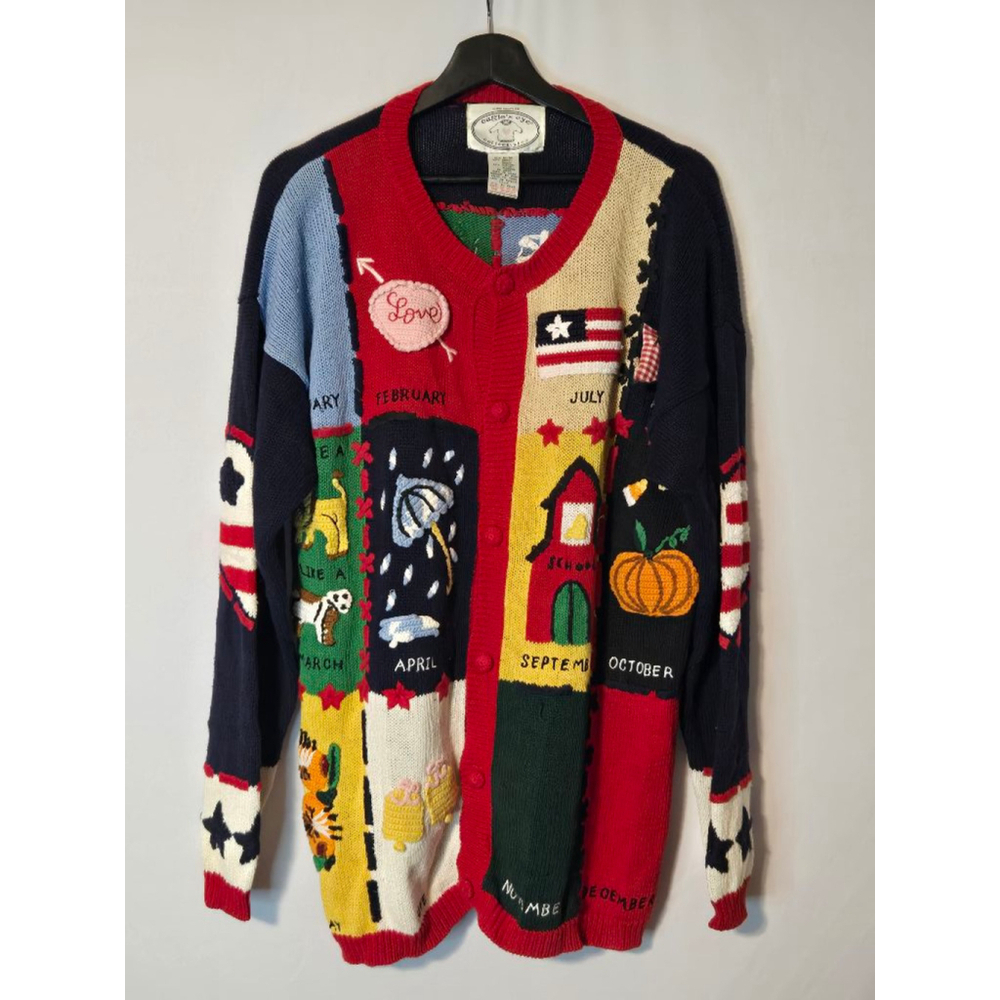 Vintage 90's Women's Eagle's Eye "Months of the Year" Sweater/Cardigan (1995)